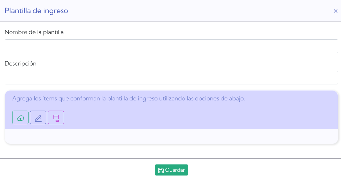 Plantillas de ingreso