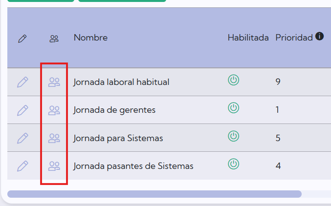 Botón para ver los usuarios afectados por la plantilla