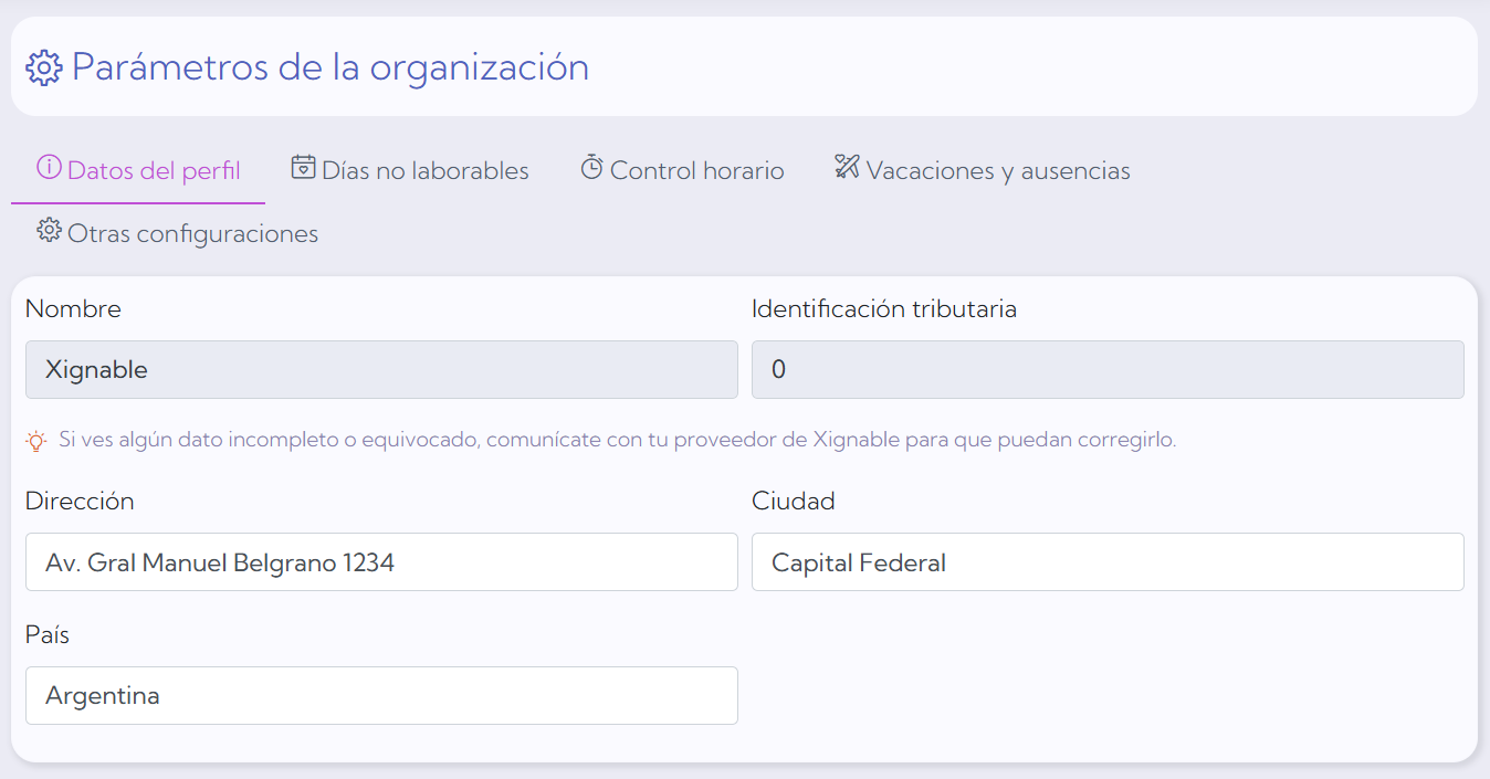 Perfil de la organización