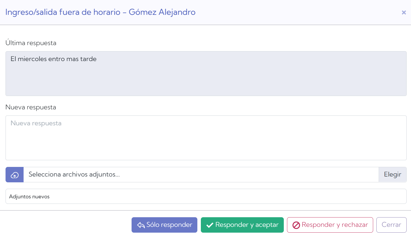 Respuesta a la solicitud sin módulo de Ausencias y Vacaciones activado