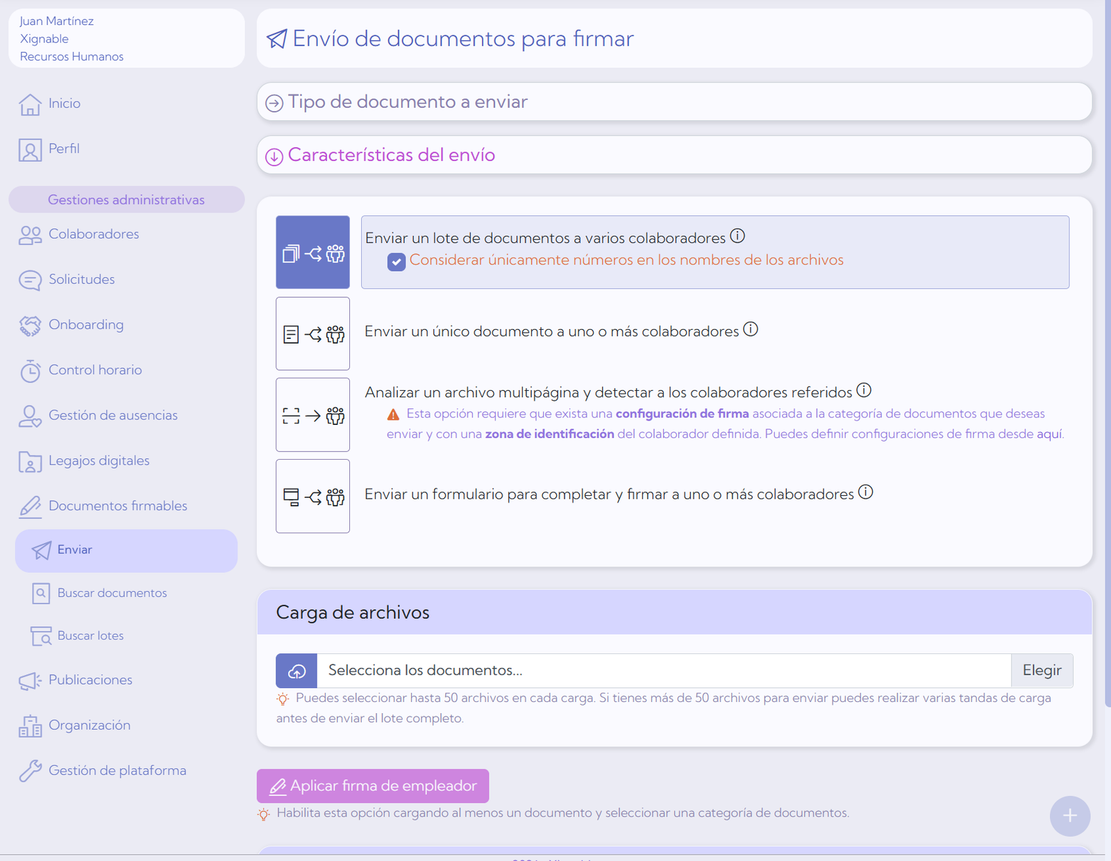 Envío de documentos