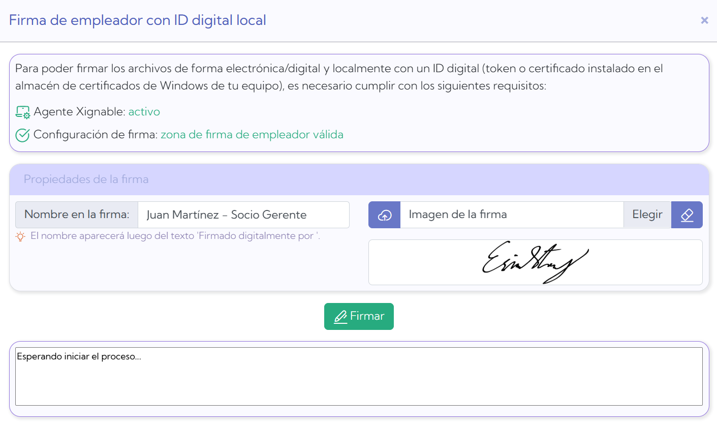 Opciones de firma con token
