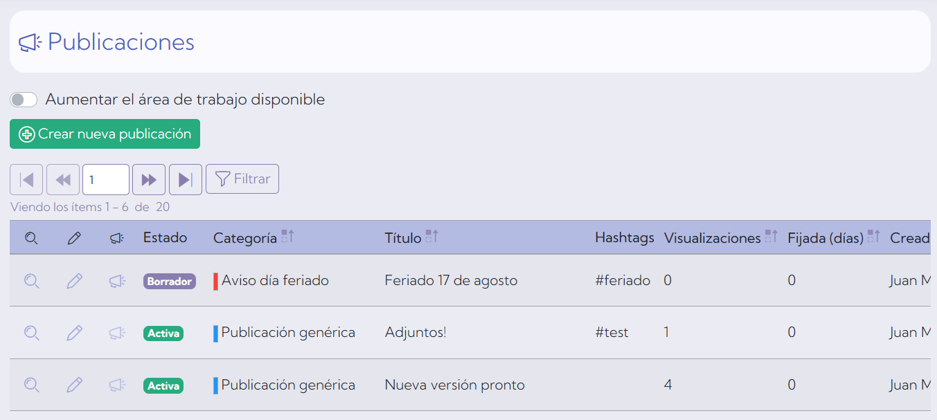 Consulta de publicaciones